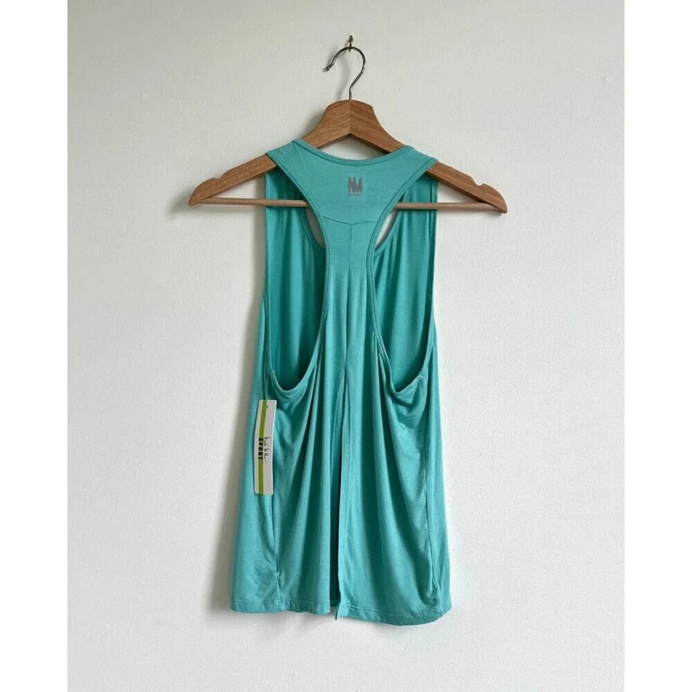 Nicole Miller Sport Teal open Back Stretch Activewear Tank Work Out size M $58 - Picture 5 of 7